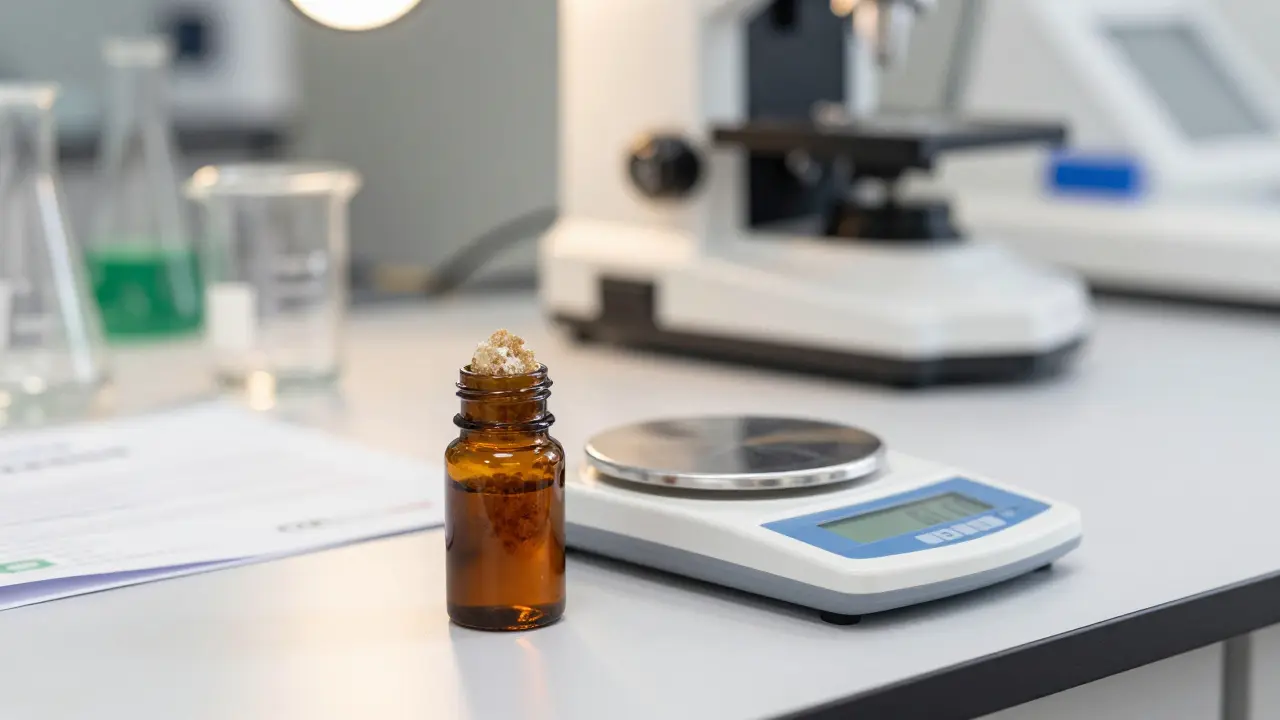 Laboratorní kontrola kvality CBD hašiše na váze