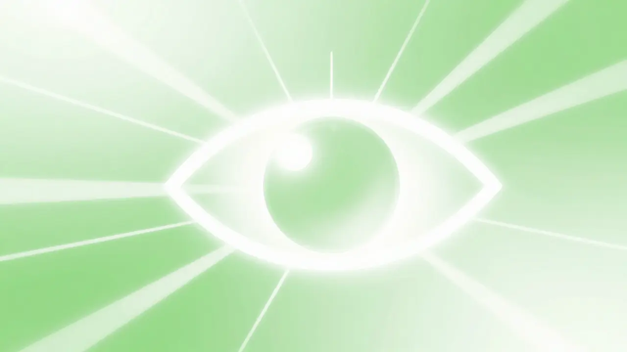 Abstraktní zářivé tvary symbolizující jasnou mysl a soustředění.