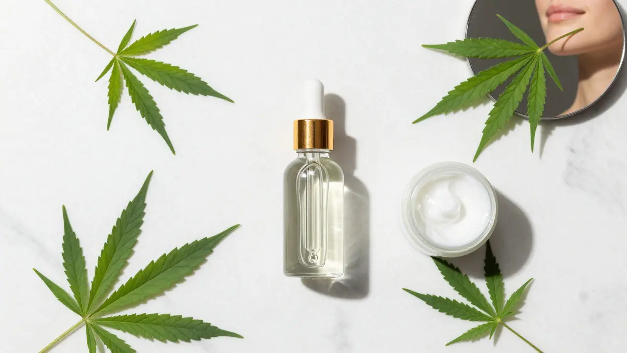 Kosmetické produkty s CBD a konopné listy